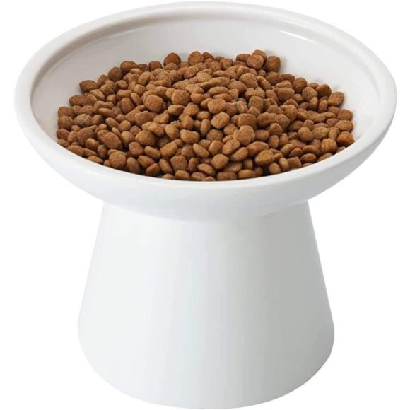 Extra Wide Elevated Ceramic Cat Bowl - 6.2" Shallow Dish for Whisker Fatigue - Picture 1 of 7